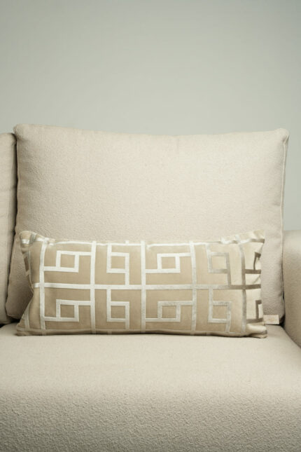 Coussin grège clair sérigraphié - Motif gris