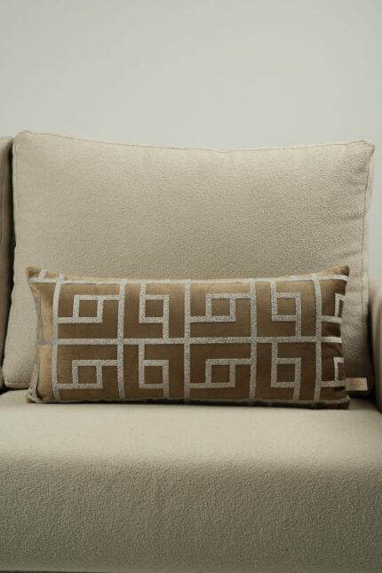 Coussin marron sérigraphié - Motif gris moucheté
