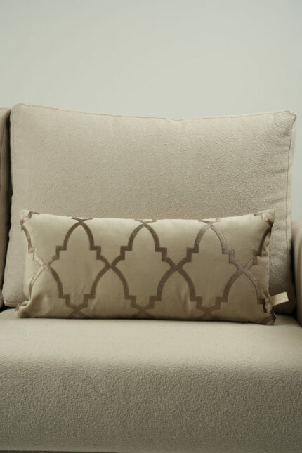 Coussin grège clair sérigraphié - Motif bronze