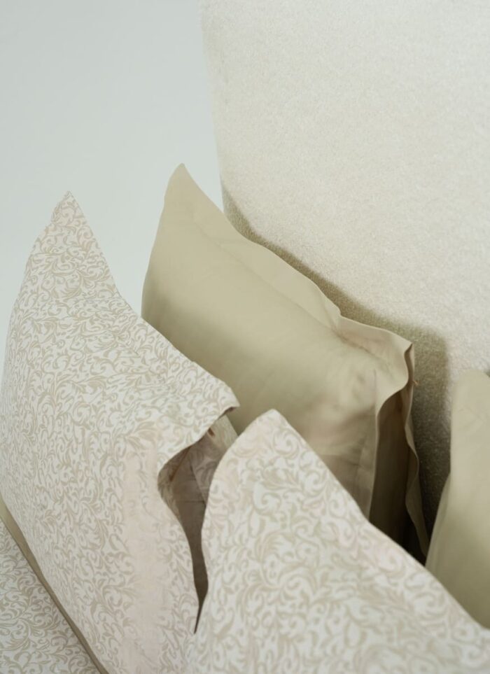 Parure de lit jacquard tissé en beige – Image 3