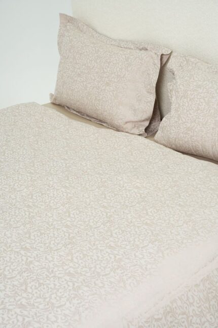 Pack housse de couette jacquard tissé beige rosé