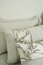 Pack housse de couette brodée - Grège et mauve