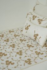 Pack housse de couette brodée - Blanc cassé et doré