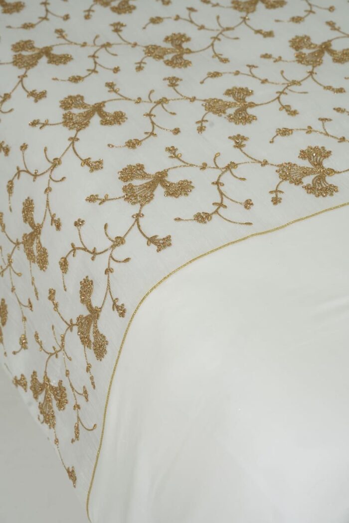 Pack housse de couette brodée - Blanc cassé et doré – Image 2