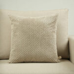 Coussin à motif tricoté taupe