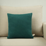 Coussin carré nid d’abeilles bleu canard
