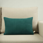 Coussin rectangulaire nid d'abeilles bleu canard