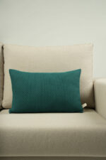 Coussin bleu canard motif nid d'abeilles