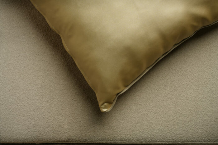 Coussin cuir vegan doré - bords beiges – Image 3
