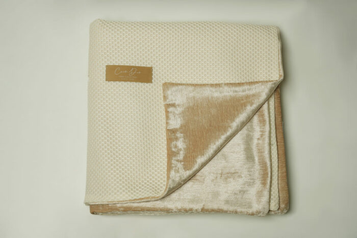 Plaid double texture en beige crème – Image 3