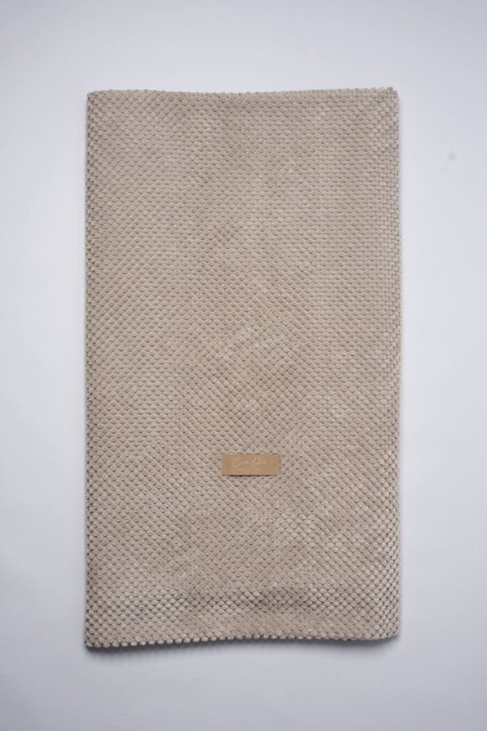 Plaid en velours chenillé - Taupe clair – Image 1