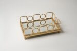 Plateau rectangulaire doré petit modèle - Contour carrés cercles – Image 3