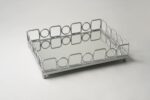 Plateau rectangulaire argent grand modèle - Contour carrés cercles – Image 2
