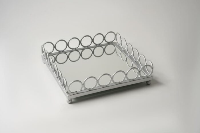 Plateau carré argent grand modèle - Contour cercles – Image 2