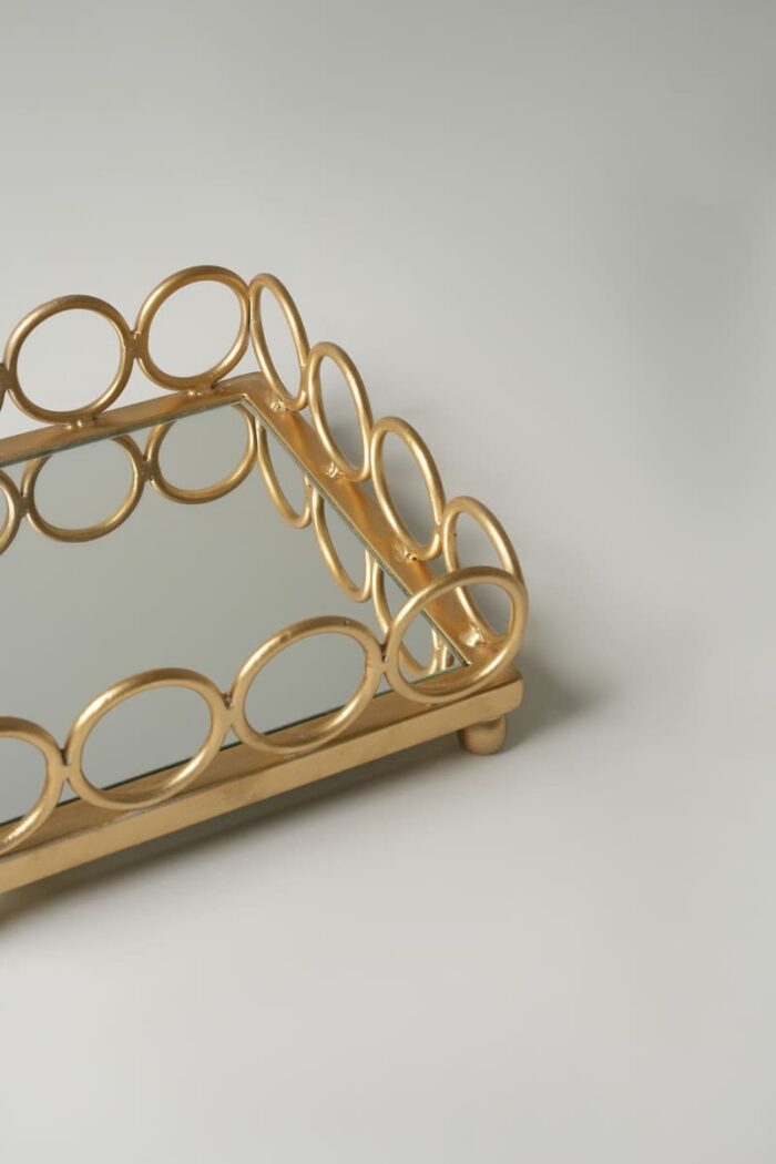 Plateau carré doré petit modèle - Contour cercles – Image 3