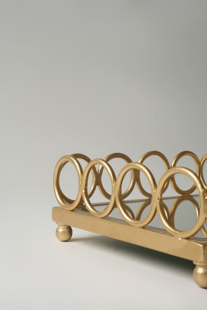Plateau carré doré petit modèle - Contour cercles – Image 4