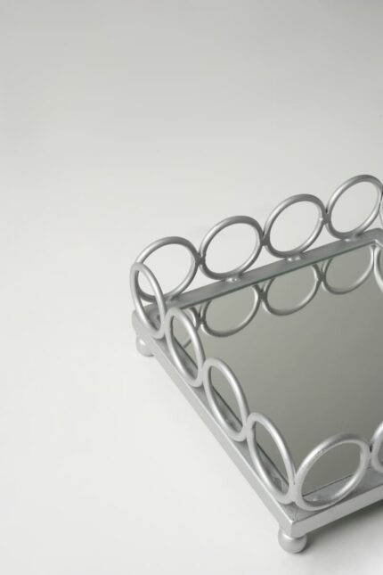 Plateau carré argent petit modèle - Contour cercles