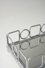 Plateau rectangulaire argent petit modèle - Contour carrés cercles