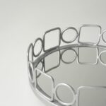 Plateau circulaire argent - Contour carrés cercles
