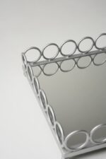 Plateau carré argent grand modèle - Contour cercles