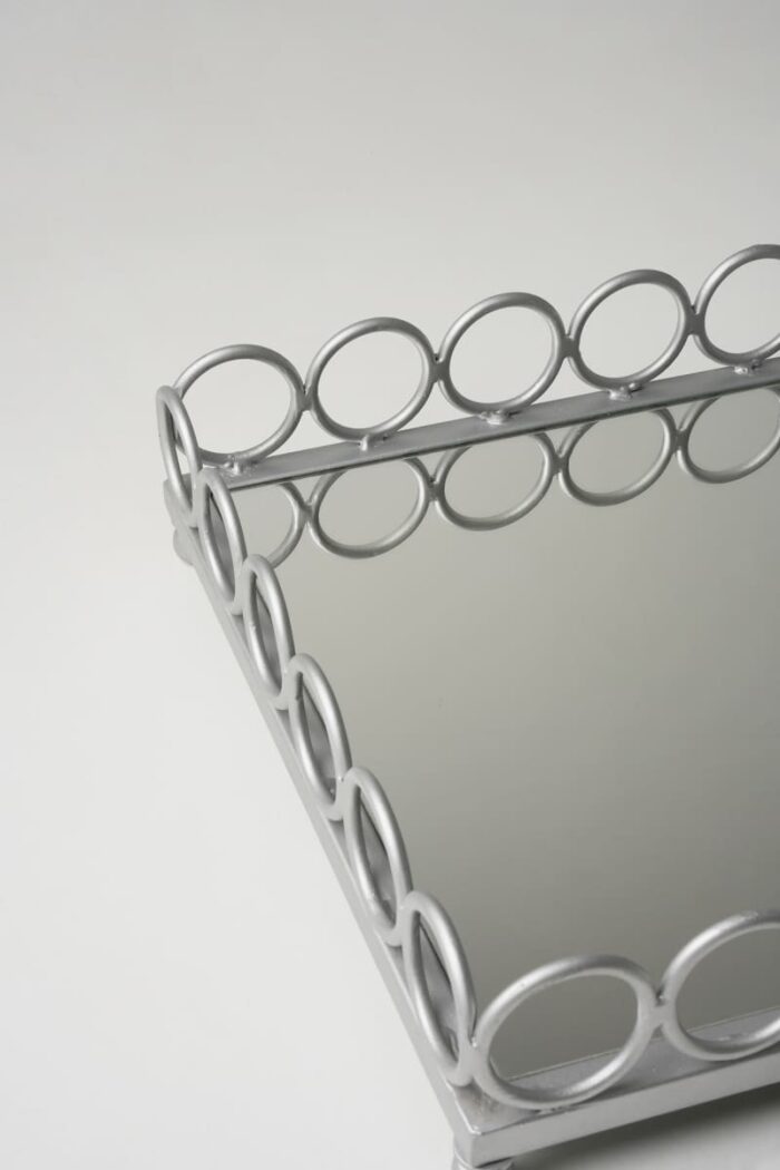 Plateau carré argent grand modèle - Contour cercles – Image 1