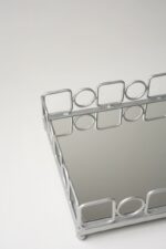 Plateau rectangulaire argent grand modèle - Contour carrés cercles