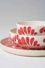 Service à table 21 pièces en céramique - Motif rouge – Image 7