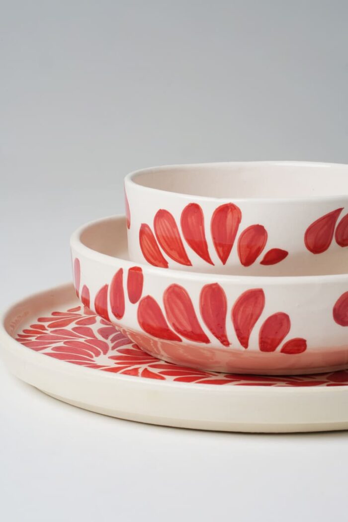 Service à table 21 pièces en céramique - Motif rouge – Image 7