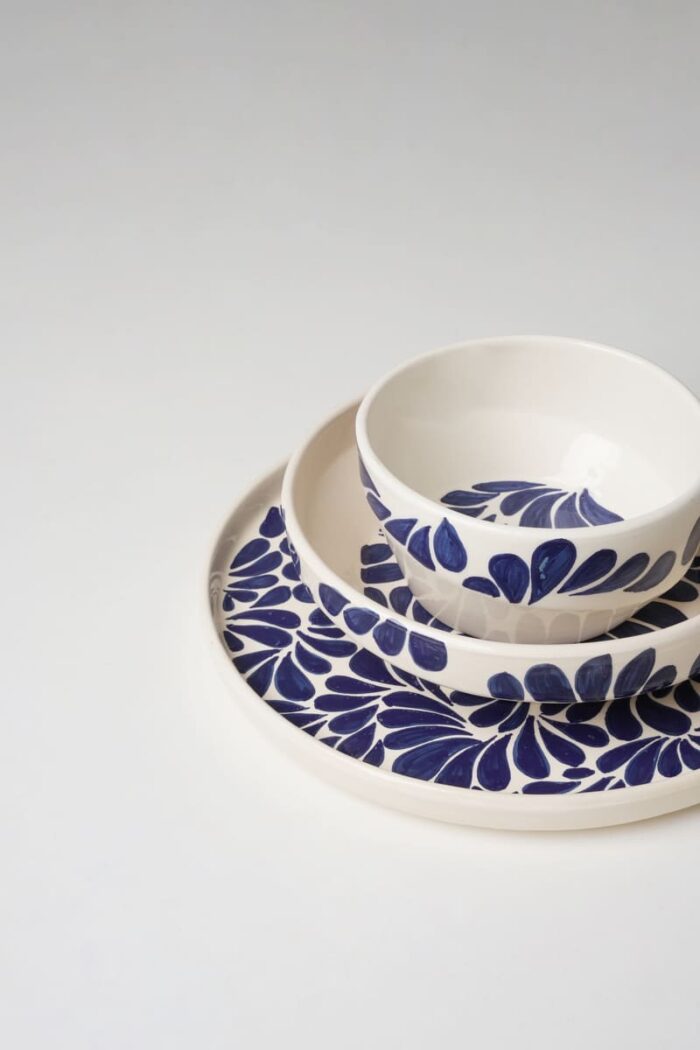 Service à table 21 pièces en céramique - Motif bleu – Image 1