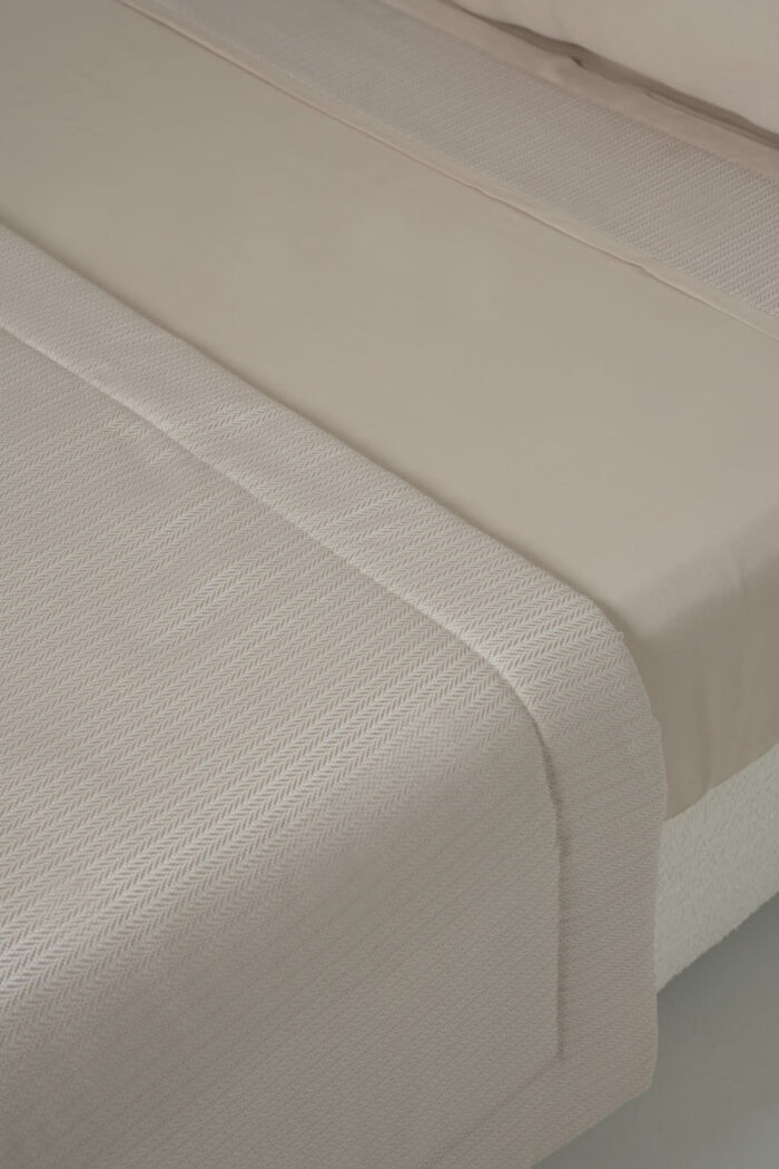 Chemin de lit zigzag beige – Image 4