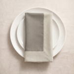 Lot de 6 serviettes - Grège foncé bordure beige