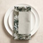 Lot de 6 serviettes - Beige bordure tropicale