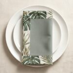 Lot de 6 serviettes - Gris bordure tropicale