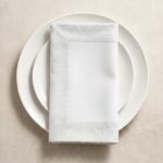 Lot de 6 serviettes - Blanc bordure jacquard