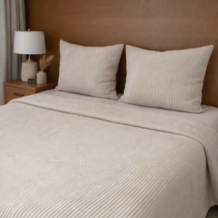 Jeté de lit 3 pièces - Rayé beige