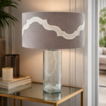 Abat-jour verre soufflé - Taupe design blanc cassé