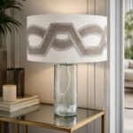 Abat-jour verre soufflé - Blanc cassé design taupe