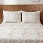 Jeté de lit 3 pièces - Blanc cassé brodé en grège – Image 2