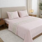 Parure de lit unie rose - Bande allure