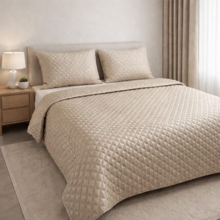 Jeté de lit 3 pièces - Matelassé doré