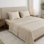 Parure de lit unie beige - Bande allure