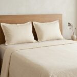 Jeté de lit 3 pièces - Crème texturé à points