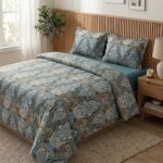 Pack housse de couette imprimée - Cachemire bleu canard & orange