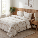 Pack housse de couette brodée - Beige & blanc cassé