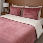 Pack housse de couette polaire - Rose antique et beige