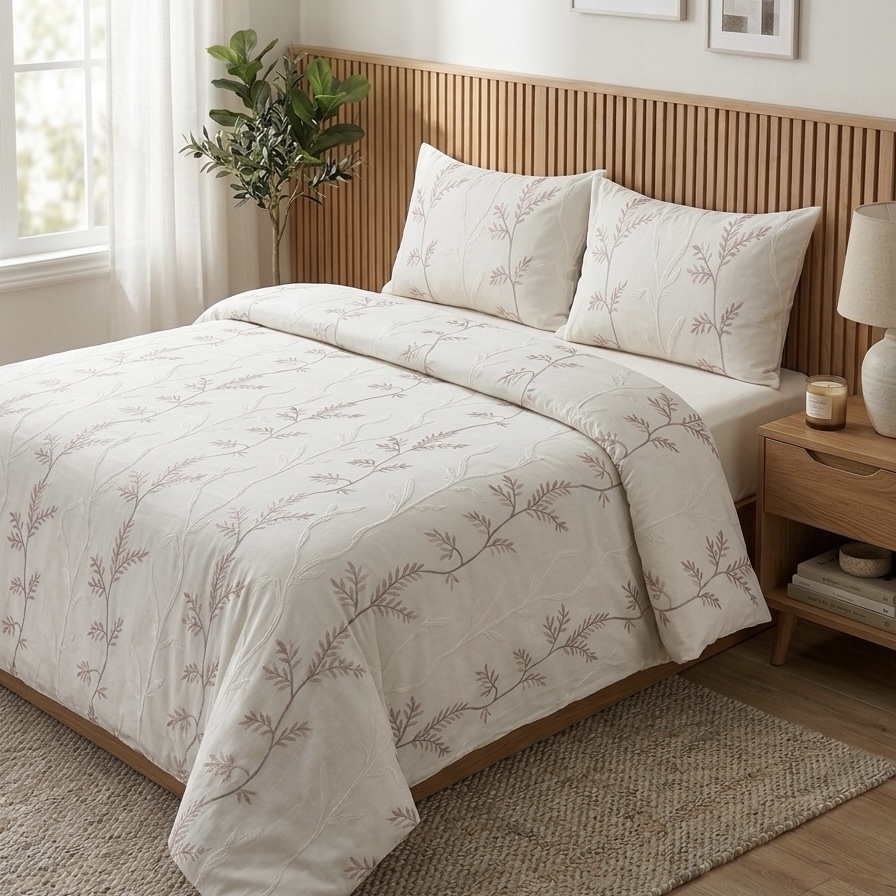 img_0572 Pack housse de couette brodée - Blanc cassé & rose – Image 1