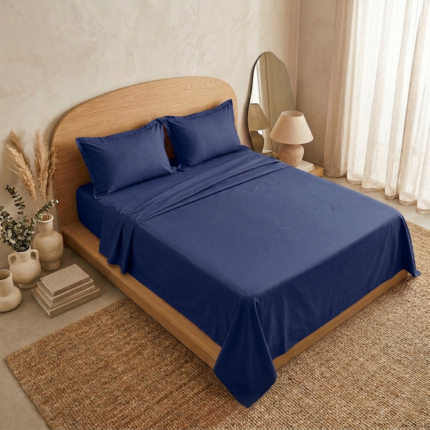 Parure de lit unie - Bleu marine