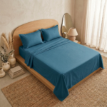 Parure de lit unie - Bleu paon