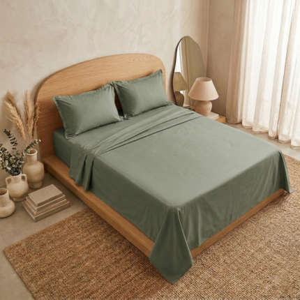 Parure de lit unie - Vert militaire