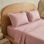 Parure de lit unie - Rose – Image 2